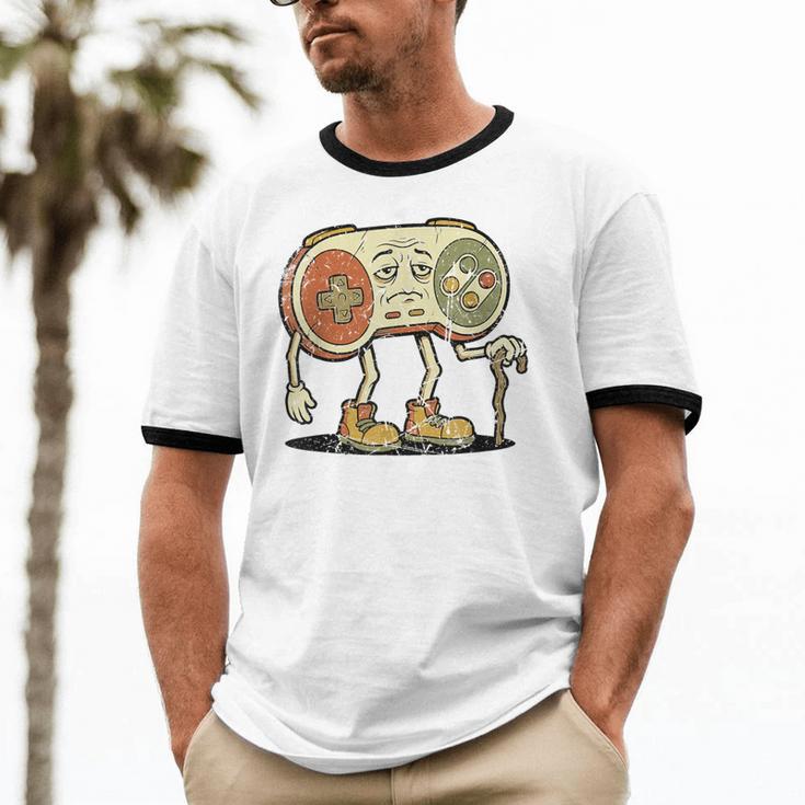 Retro Gamer 80s 90s Gaming Nostalgia Video Game Men Unisex Cotton Ringer T-Shirt