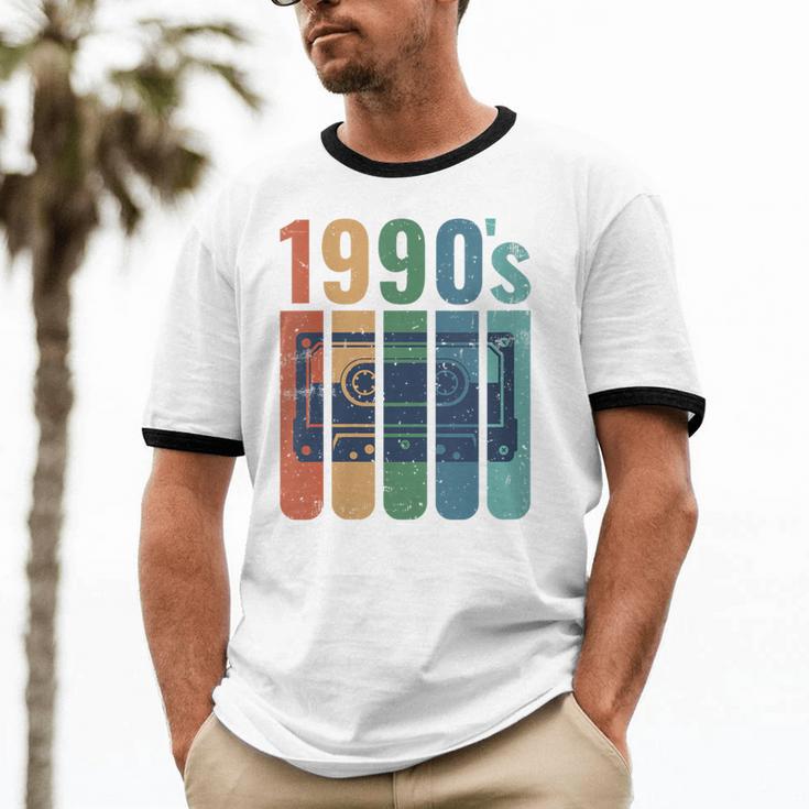 Retro Nineties Style Audio Tape Nostalgia Year 1990 Unisex Cotton Ringer T-Shirt Retro Nineties Style Audio Tape Nostalgia Year 1990 Unisex Cotton Ringer T-Shirt