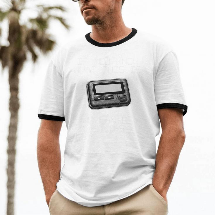 Retro Pager 90s Nostalgia Premium Tri-Blend Unisex Cotton Ringer T-Shirt