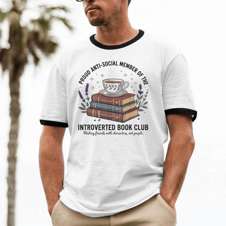 Retro Proud Introverted Book Club Anti Social Reader Unisex Cotton Ringer T-Shirt