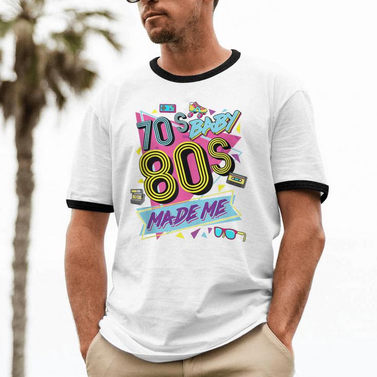 Retro Vintage 70's Baby 80's Made Me Nostalgia Classic Unisex Cotton Ringer T-Shirt