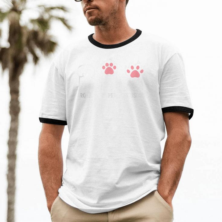 Rock Paper Scissors Hand Game Cute Paw Cat Introvert Unisex Cotton Ringer T-Shirt