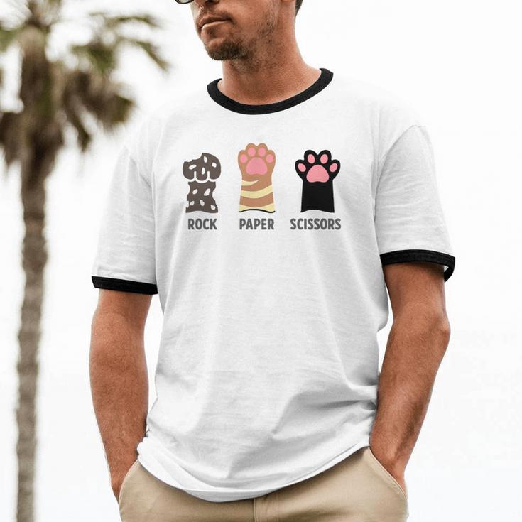 Rock Paper Scissors Hand Game Cute Paw Cat Introvert Unisex Cotton Ringer T-Shirt Rock Paper Scissors Hand Game Cute Paw Cat Introvert Unisex Cotton Ringer T-Shirt