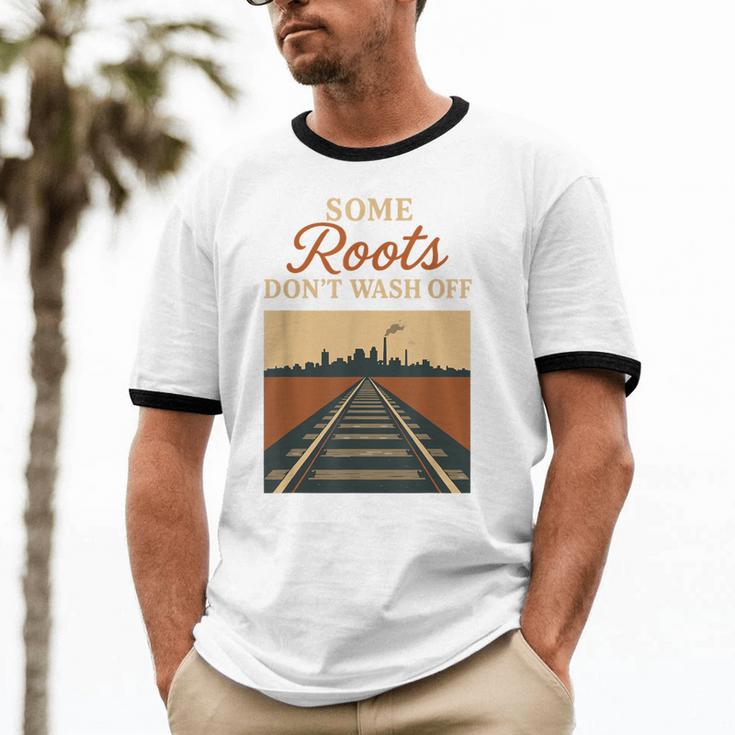 Rust Belt Midwest Nostalgia Steel Town Working Class Pride Unisex Cotton Ringer T-Shirt