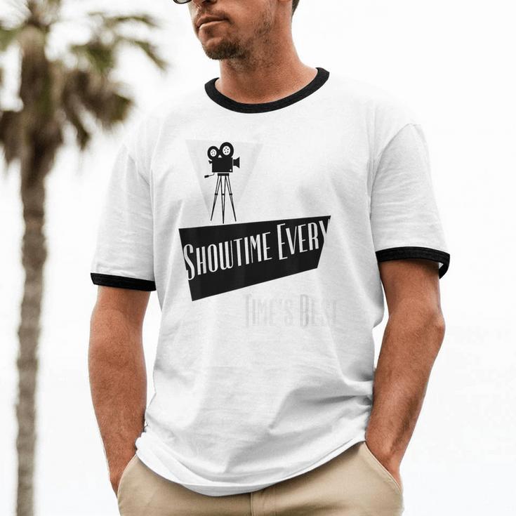 Showtime Every Moment Cinema Nostalgia Film Buff Humor Unisex Cotton Ringer T-Shirt
