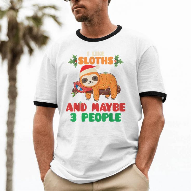 Sloth For Sloth Lover Men Women Kids Introverts Unisex Cotton Ringer T-Shirt