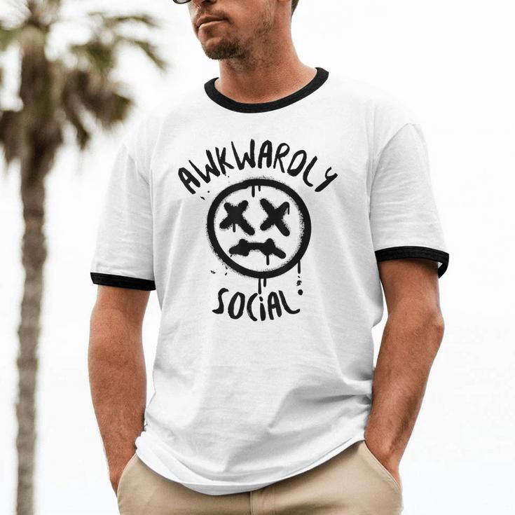 Socially Awkward Introvert Social Anxious Awkwardly Social Unisex Cotton Ringer T-Shirt Socially Awkward Introvert Social Anxious Awkwardly Social Unisex Cotton Ringer T-Shirt
