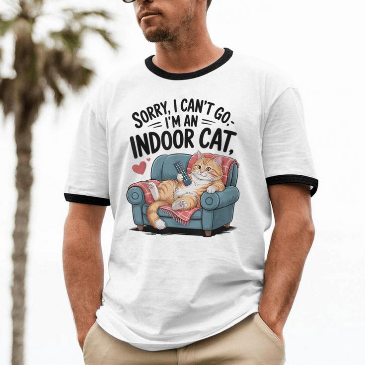 Sorry I Can’t Go I’m An Indoor Cat Couch Introvert Cat Unisex Cotton Ringer T-Shirt Sorry I Can’t Go I’m An Indoor Cat Couch Introvert Cat Unisex Cotton Ringer T-Shirt