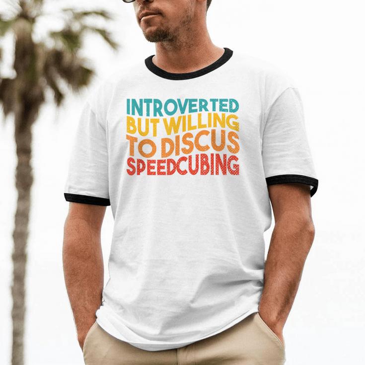 Speedcuber Introvert Cube Solver Speedsolving Speedcubing Unisex Cotton Ringer T-Shirt