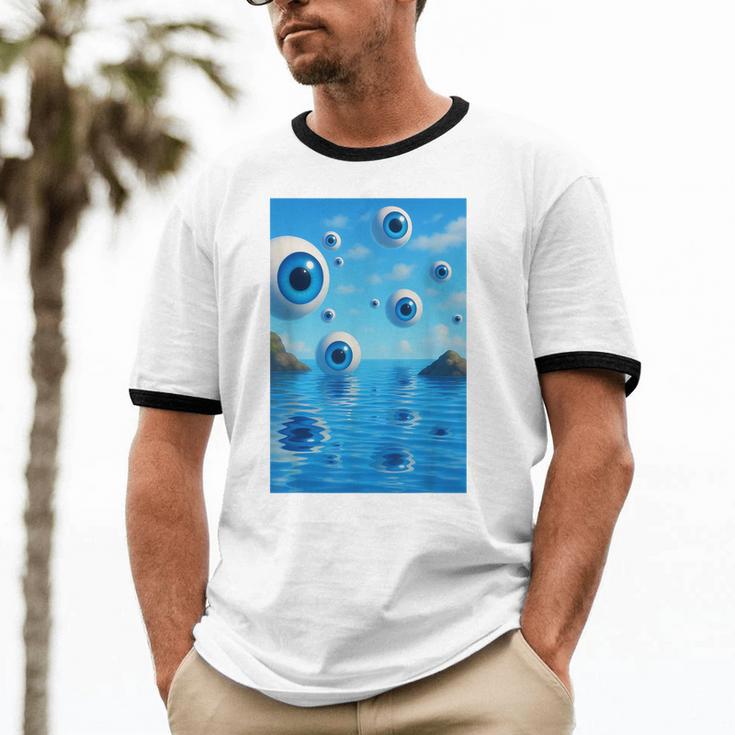 Trippy Weirdcore Frutiger Aero Surreal Eyeballs Y2K Unisex Cotton Ringer T-Shirt