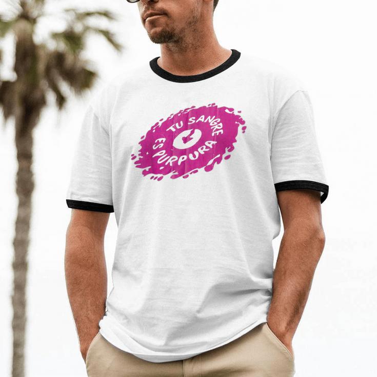 Tu Sangre Es Purpura Mexican Nostalgia Unisex Cotton Ringer T-Shirt