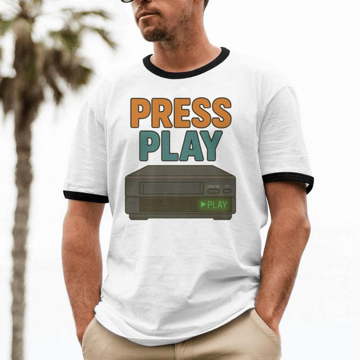 VHS Cassette Retro Analog Nostalgia Theme Premium Unisex Cotton Ringer T-Shirt VHS Cassette Retro Analog Nostalgia Theme Premium Unisex Cotton Ringer T-Shirt