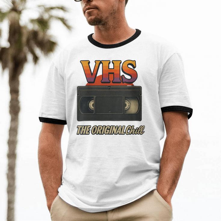 VHS Tape Nostalgia Old School Technology Humor Unisex Cotton Ringer T-Shirt