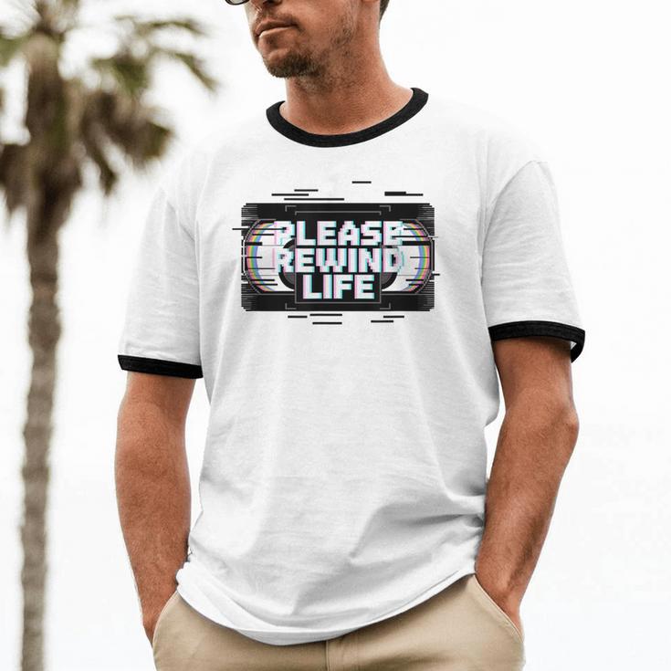 VHS Tape Rewind Glitch 90s Retro Nostalgia Please Rewind Unisex Cotton Ringer T-Shirt VHS Tape Rewind Glitch 90s Retro Nostalgia Please Rewind Unisex Cotton Ringer T-Shirt