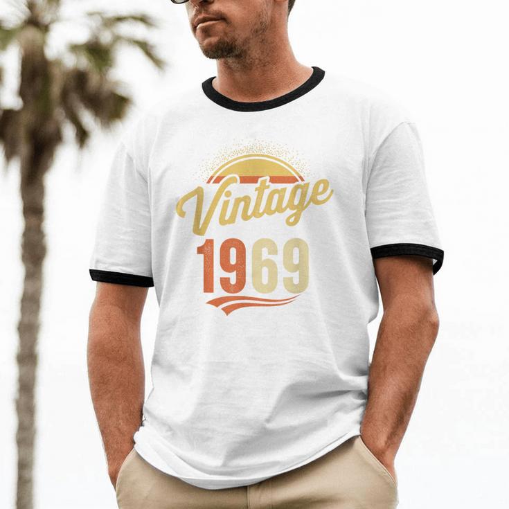 Vintage 1969 Retro Era Badge For Nostalgia Fans Unisex Cotton Ringer T-Shirt Vintage 1969 Retro Era Badge For Nostalgia Fans Unisex Cotton Ringer T-Shirt