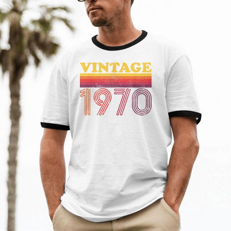 Vintage 1970 Retro Style 70's Born Nostalgia Vibes Birthday Unisex Cotton Ringer T-Shirt