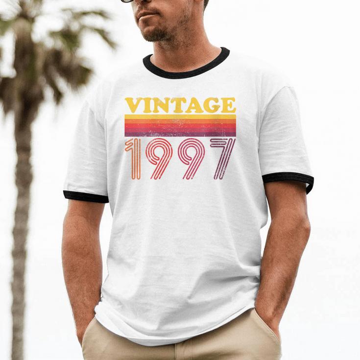 Vintage 1997 Retro Style 90's Born Nostalgia Vibes Birthday Unisex Cotton Ringer T-Shirt Vintage 1997 Retro Style 90's Born Nostalgia Vibes Birthday Unisex Cotton Ringer T-Shirt