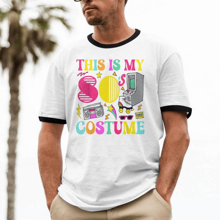 Vintage 80s Vibes Costume Nostalgia 1980s Fashion Cassette Unisex Cotton Ringer T-Shirt