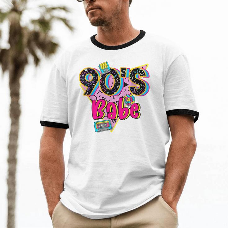 Vintage 90's Babe Party Back To 90s Cassette Nostalgia Unisex Cotton Ringer T-Shirt