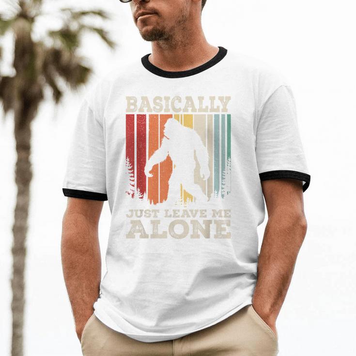 Vintage Basically Just Leave Me Alone Bigfoot Introverts Unisex Cotton Ringer T-Shirt Vintage Basically Just Leave Me Alone Bigfoot Introverts Unisex Cotton Ringer T-Shirt