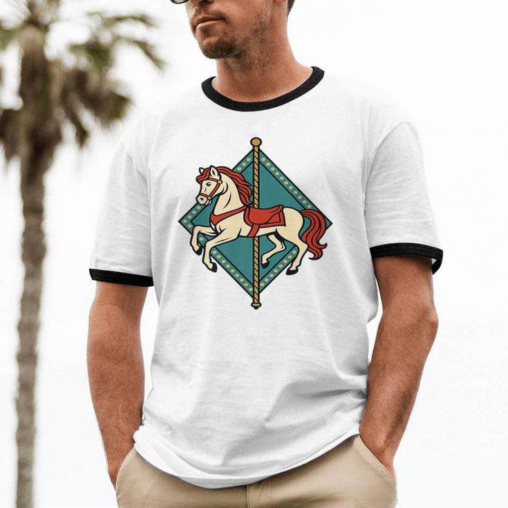 Vintage Carousel Horse Merry Go Round Nostalgia Art Premium Unisex Cotton Ringer T-Shirt Vintage Carousel Horse Merry Go Round Nostalgia Art Premium Unisex Cotton Ringer T-Shirt