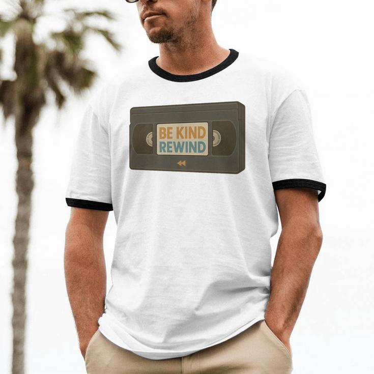 Vintage VHS Tape Humor Retro Nostalgia Graphic Premium Unisex Cotton Ringer T-Shirt