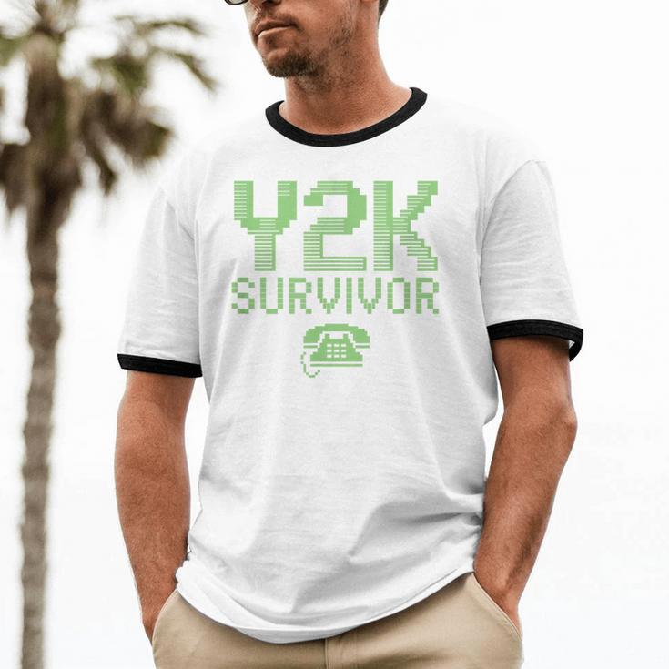 Y2K Survivor 2000s Nostalgia Retro Vintage Nostalgic Unisex Cotton Ringer T-Shirt