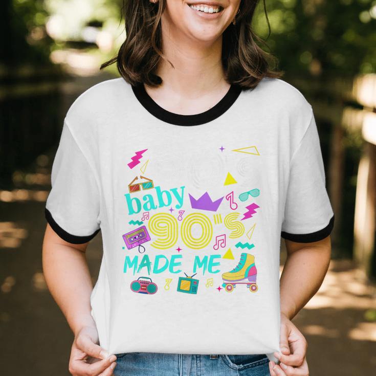 1980s 80's Baby 1990s 90's Made Me Birthday Nostalgia Vibes Unisex Cotton Ringer T-Shirt