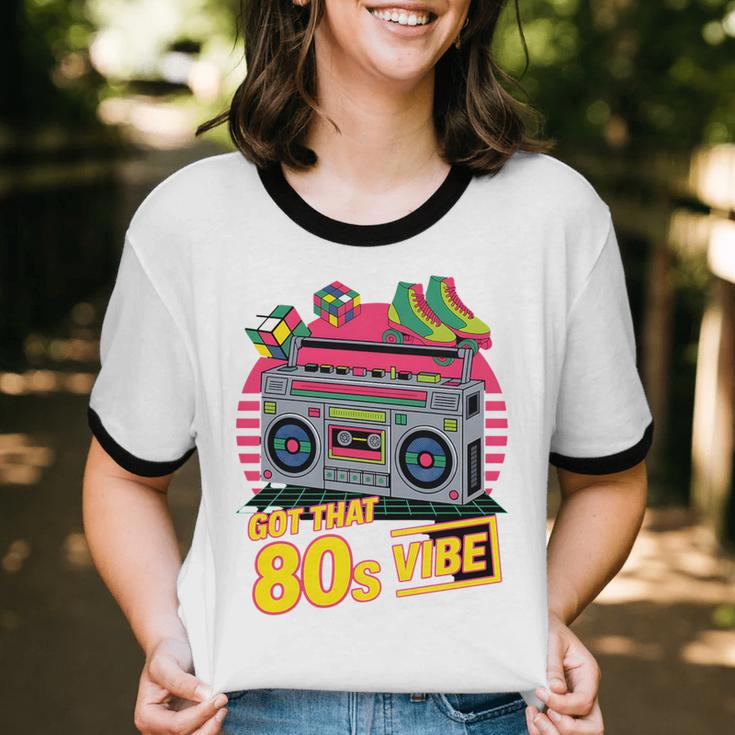 1980s 80s Reunion Nostalgia Memories Music School Grew Up Premium Tri-Blend Unisex Cotton Ringer T-Shirt
