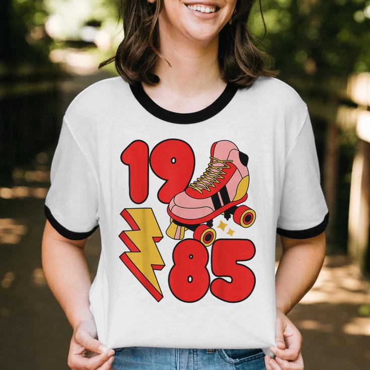 1985 Retro Roller Skate Vintage 80s Nostalgia Collector Unisex Cotton Ringer T-Shirt