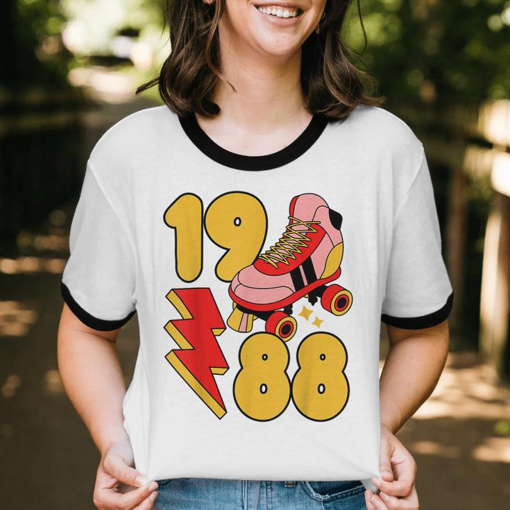 1988 Retro Roller Skate Vintage 80s Nostalgia Collector Unisex Cotton Ringer T-Shirt