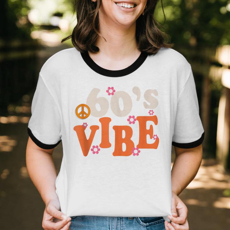 60's Vibe Retro Nostalgia Classic Mixtape Era 1960s Party Unisex Cotton Ringer T-Shirt