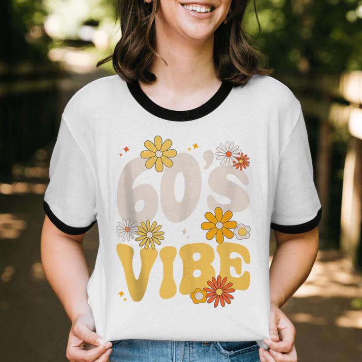 60's Vibe Vintage Nostalgia Mixtape Era 1960s Party Groovy Unisex Cotton Ringer T-Shirt