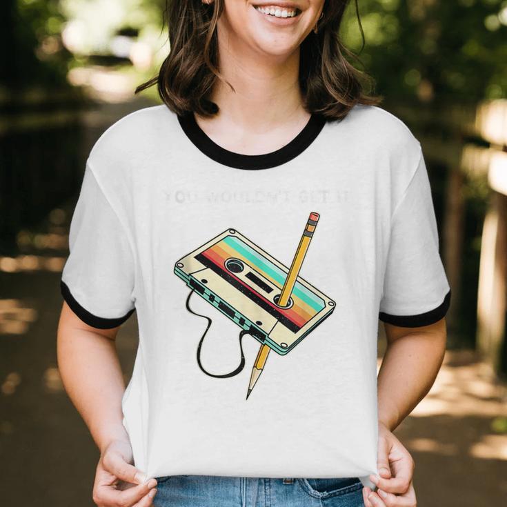 70s 80s 90s Retro Party Costume Nostalgia Cassette Unisex Cotton Ringer T-Shirt