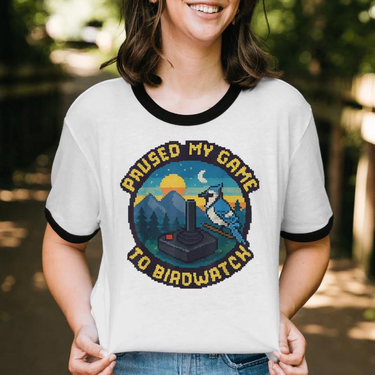 8-Bit Gamer Birder Blue Jay Arcade Nostalgia Nature Unisex Cotton Ringer T-Shirt 8-Bit Gamer Birder Blue Jay Arcade Nostalgia Nature Unisex Cotton Ringer T-Shirt
