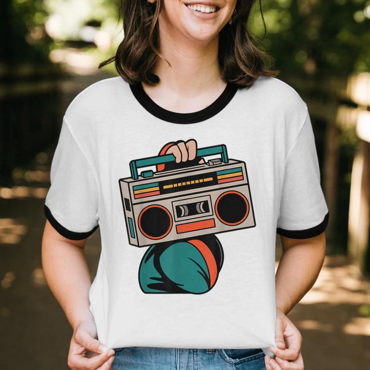 80s 90s Retro Party Costume Nostalgia Boombox Music Hip Hop Unisex Cotton Ringer T-Shirt