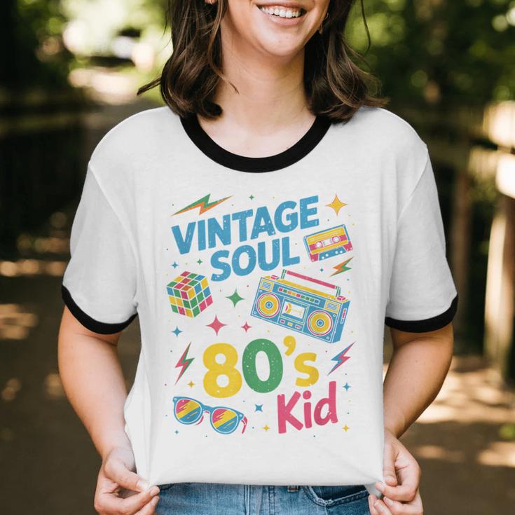 80’s Kid Nostalgia Retro Music Lover Retro 1980s Throwback Unisex Cotton Ringer T-Shirt