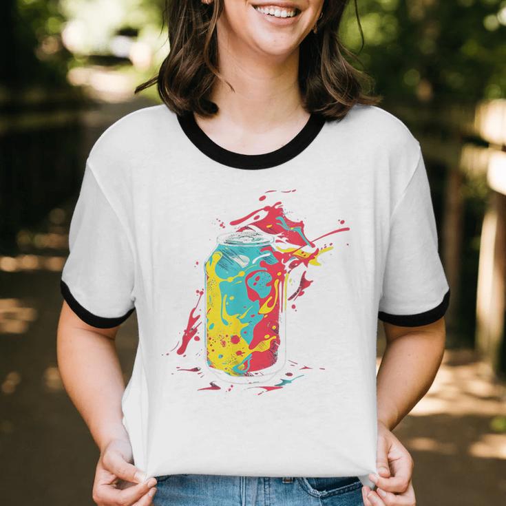 80s Nostalgia Soda Can Unisex Cotton Ringer T-Shirt