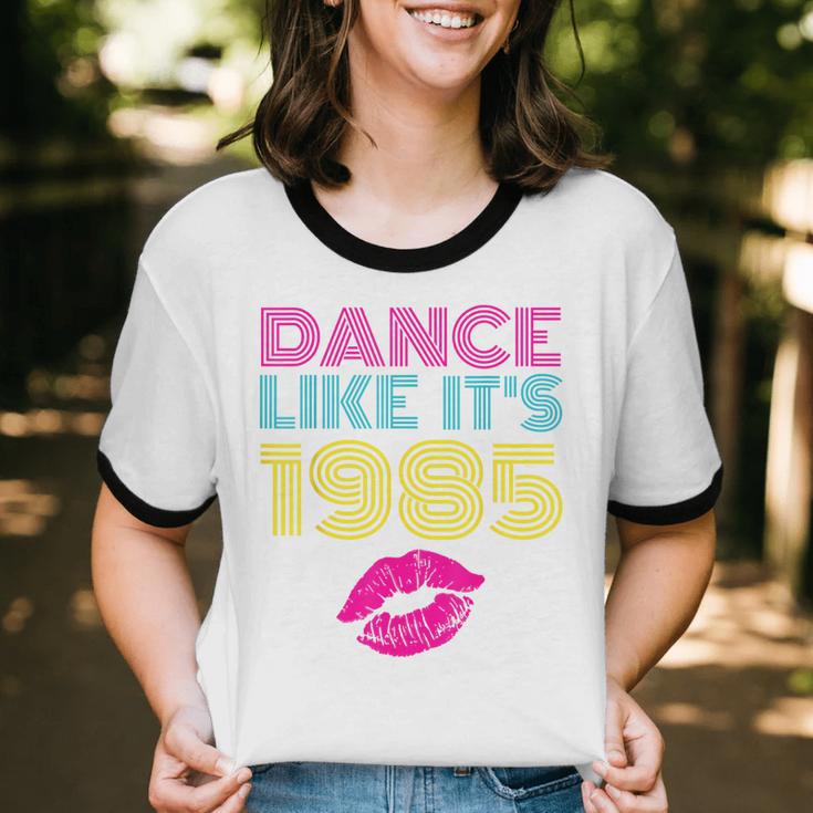 80s Outfit Women Nostalgia Eighties Party Unisex Cotton Ringer T-Shirt