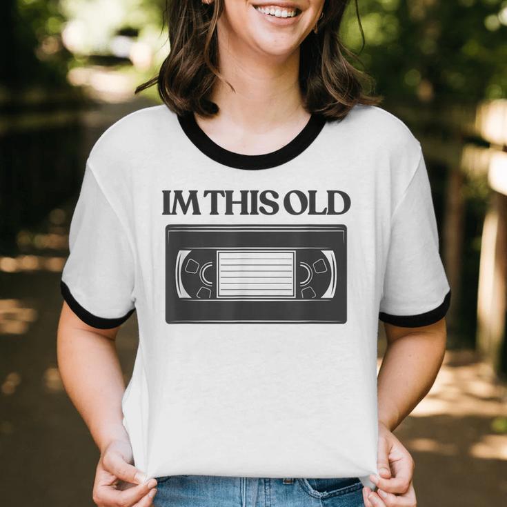 80s VHS Video Cassette Nostalgia Unisex Cotton Ringer T-Shirt