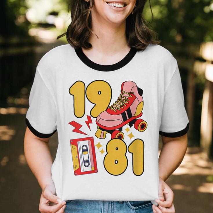 80s Vibes Mixed Tapes & Roller Skates 1981 Nostalgia Retro Unisex Cotton Ringer T-Shirt 80s Vibes Mixed Tapes & Roller Skates 1981 Nostalgia Retro Unisex Cotton Ringer T-Shirt