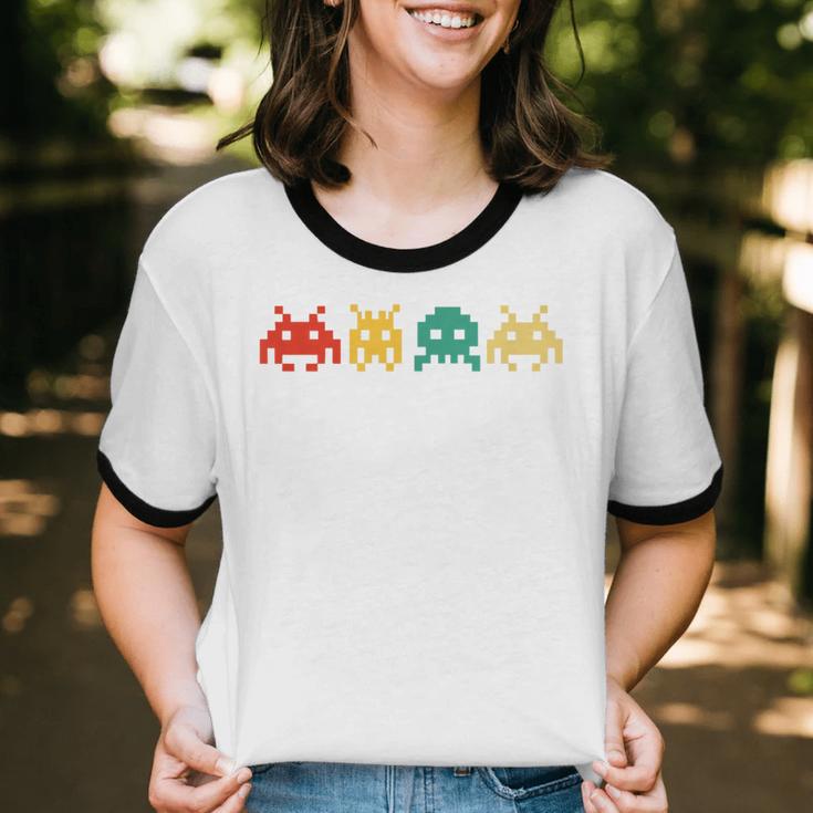 80s Video Game Vintage Nostalgia Retro Arcade Novelty Unisex Cotton Ringer T-Shirt