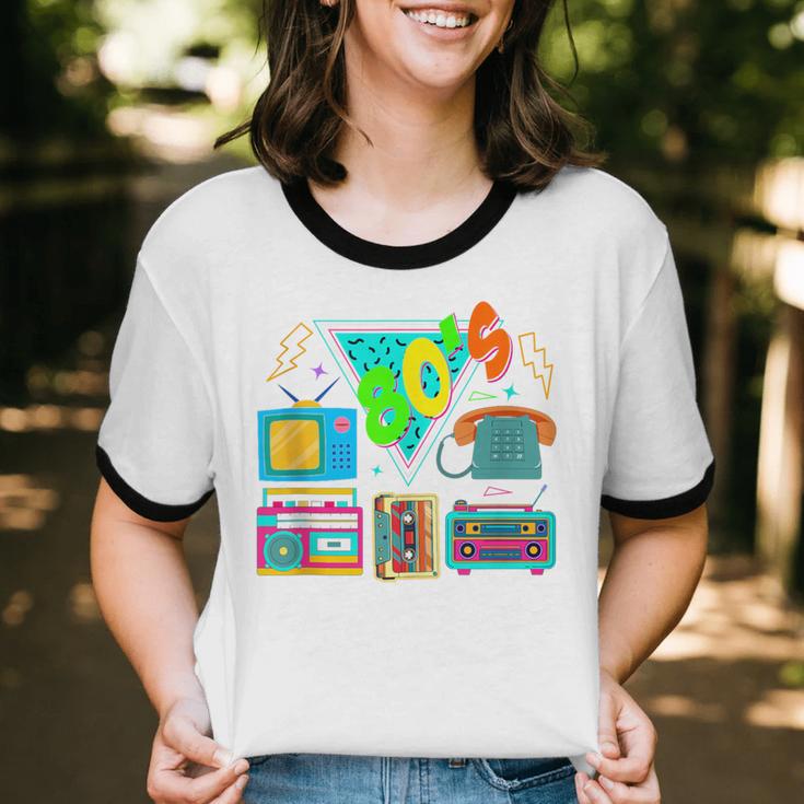 80's Vintage Cassette Tape Nostalgia Mixtape Era 1980s Retro Unisex Cotton Ringer T-Shirt
