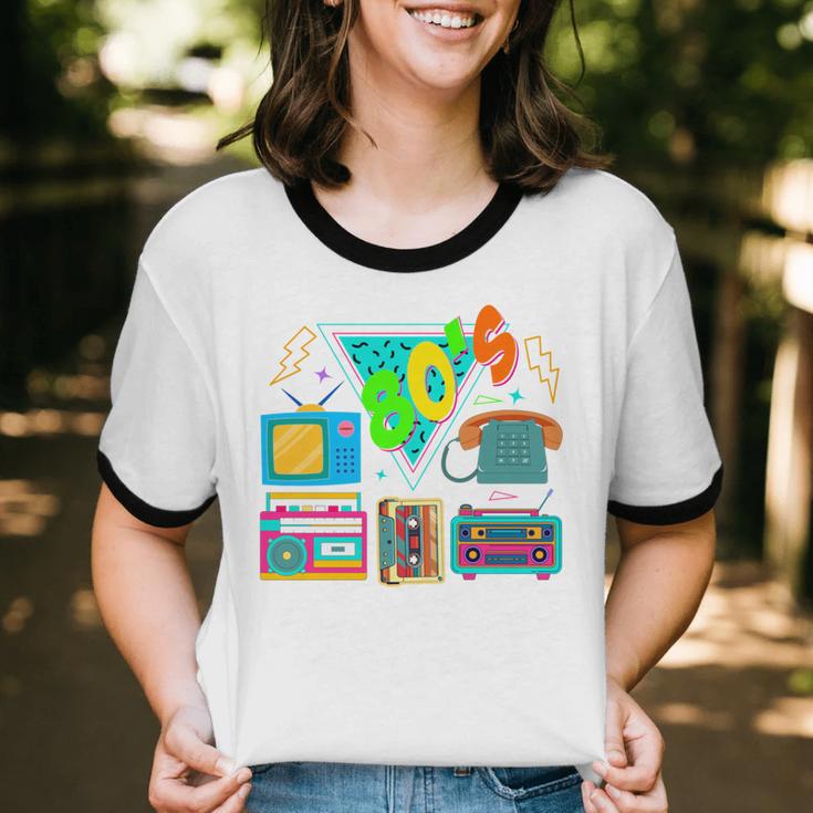 80's Vintage Cassette Tape Nostalgia Mixtape Era 1980s Retro Unisex Cotton Ringer T-Shirt