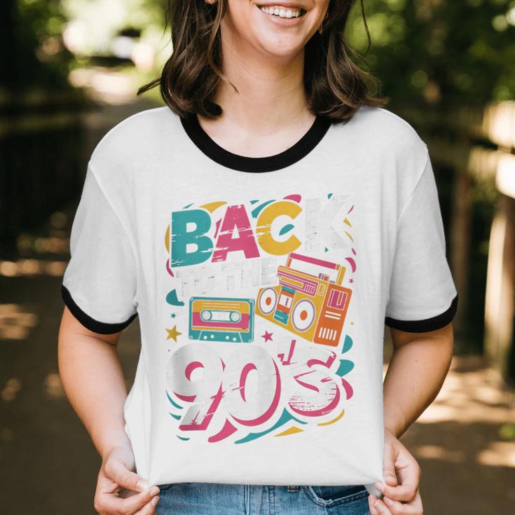 90's Nineties Nostalgia Costume Party Back To The 90s Unisex Cotton Ringer T-Shirt