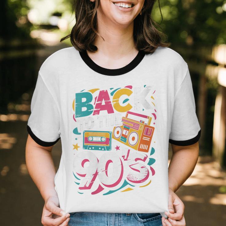 90's Nineties Nostalgia Costume Party Back To The 90s Unisex Cotton Ringer T-Shirt