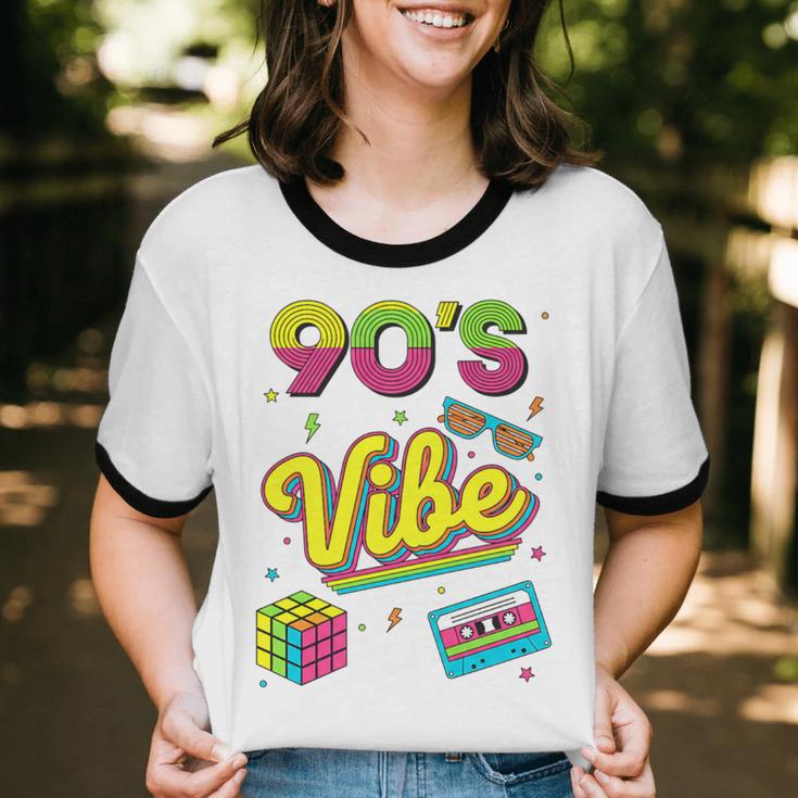 90s Nostalgia Retro Apparel 90'S Vibe Retro Premium Tri-Blend Unisex Cotton Ringer T-Shirt