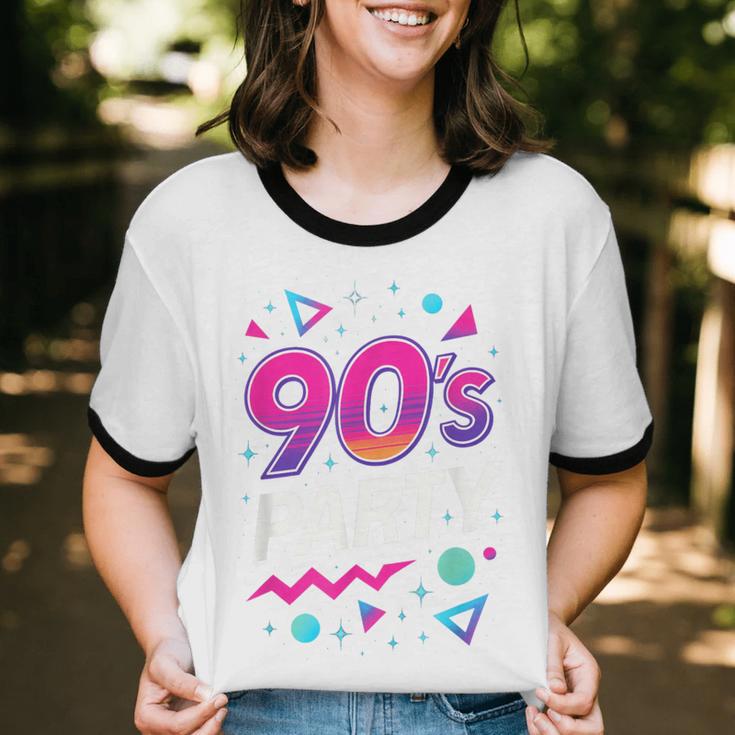 90's Party 90s Nostalgia Retro Rave Dance Music Unisex Cotton Ringer T-Shirt