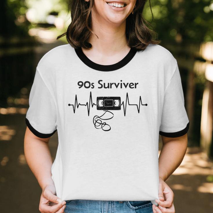 90s Survivor Retro Nostalgia Vintage Throwback Unisex Cotton Ringer T-Shirt