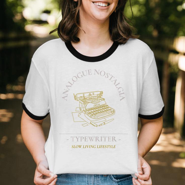 Analogue Nostalgia Typewriter Graphic Premium Tri-Blend Unisex Cotton Ringer T-Shirt